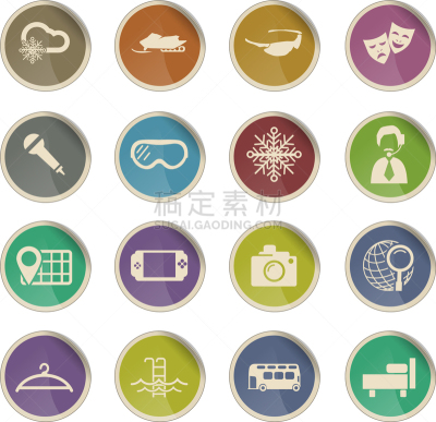 图标集,巴士,面罩,面具,相机,雪花,雪,床,雪上汽车运动,旅行