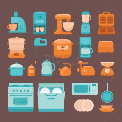 用具,图像,矢量,厨房用品商店,厨房器具,烹调用具,磨咖啡机,双层蒸锅,煎锅,餐具