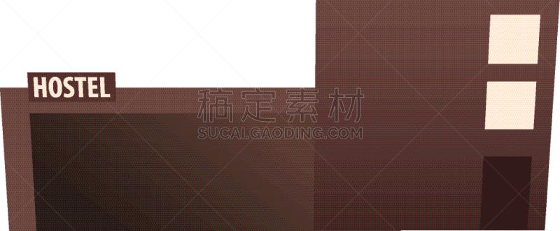 酒店,住宿加早餐,学生,女人,褐色,图像,矢量,舒服,汽车旅馆,建造