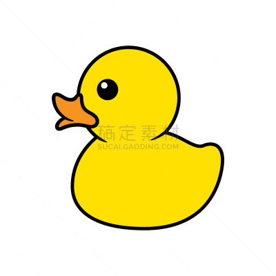 绘画插图,卡通,橡皮鸭子,矢量,可爱的,背景分离,塑胶,玩具,橙色,小的