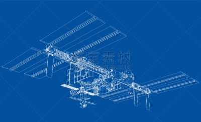 太空船,轮廓,矢量,未来,空间站,几何形状,蓝图,技术,火箭,车站