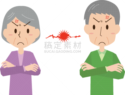 老年伴侣,老年男人,丈夫,婚姻,妻子,异性恋,女人,绘画插图,仅女人,问题