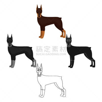 杜宾犬,计算机图标,分离着色,纯种犬,图像,狗,猎犬,动物,品牌名称,矢量