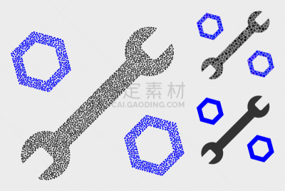 像素化,螺母,扳手,计算机图标,长方形,球体,不规则的,斑点,概念