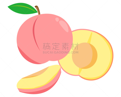 水果,绘画插图,秋天,矢量,桃,食物链,膳食纤维,清新,珊瑚色,食品
