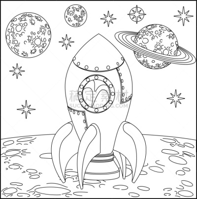 月亮,火箭,卡通,太空,船,太空船,空间探索,背景分离,英国,复古风格