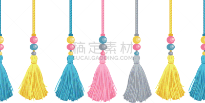 华丽的,穗,色彩鲜艳,珠子,分离着色,可爱的,白色,黄色,绳子,粉色
