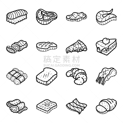 牛排,快餐,格子烤肉,寿司,小圆面包,海绵蛋糕,食品,甜点心,三明治,生鱼片寿司