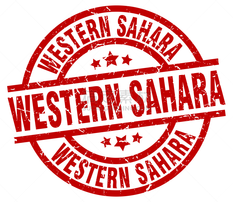 红色,橡皮章,圆形,Western Sahara,分离着色,白色,白色背景,模板,复古