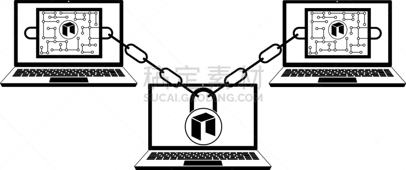 Neopolitan獒,技术,链,品牌名称,商务,矢量,黑白图片,概念,编码