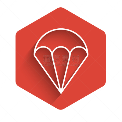 white line parachute icon isolated with long