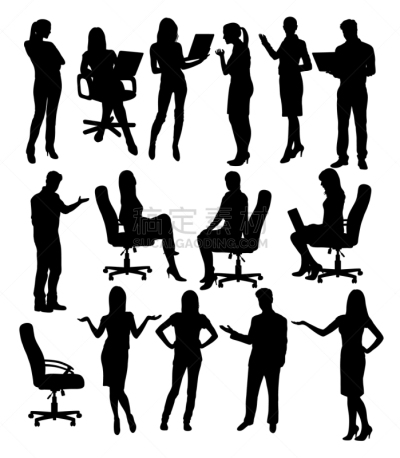 职业,女性,秘书,商务,办公椅,人,男商人,女商人,剪影