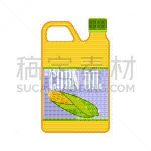 瓶子,玉米油,矢量,玉米,绘画插图,白色背景,分离着色,农业,塑胶,熟的