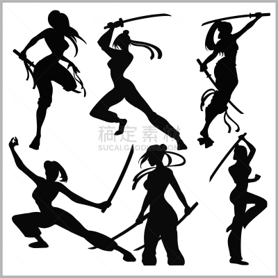 女人,女孩,可爱的,忍者,运动,自然美,吉祥物,争论,击打,踢