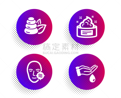 problem skin spa stones and skin cream icons set