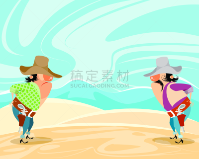 牛仔,夏天,绘画插图,卡通,靴子,个性,腰带,自然
