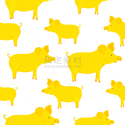 春节,猪,四方连续纹样,乐趣,黄色,符号,农业,可爱的,传统,历书