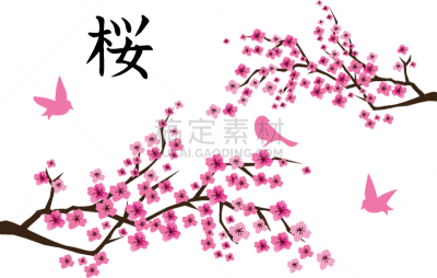 樱桃树,季节,白色,粉色,式样,自然美,传统,自然,图像,矢量