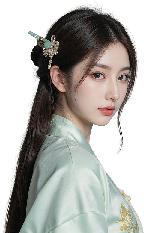 人物系列写实感美容美妆古风美女回头侧脸头像元素