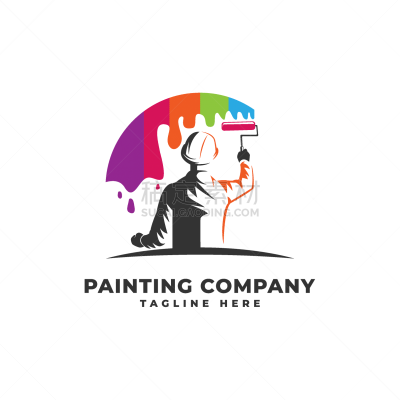 painting with rainbow color logo icon