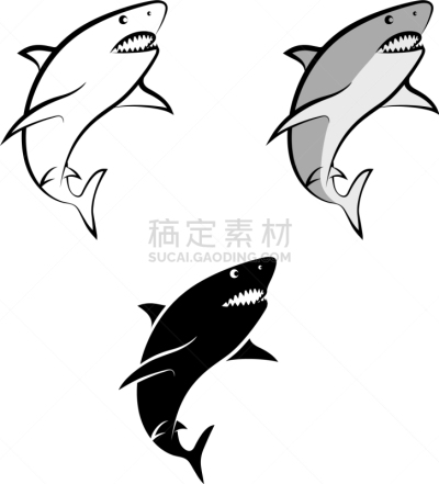 鲨鱼,灰角鲨,大西洋,品牌名称,水生动植物,短鳍灰鲭鲨,线条画,草图,鱼类,剪影