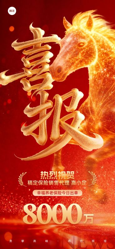 金融开门红业绩喜报全屏竖版海报AIGC预览效果