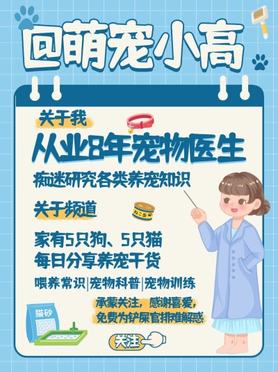 可爱手帐风萌宠博主频道自我介绍小红书配图