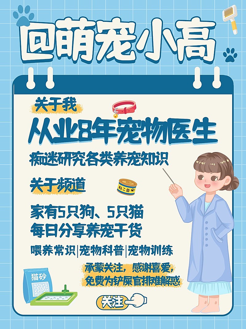 可爱手帐风萌宠博主频道自我介绍小红书配图