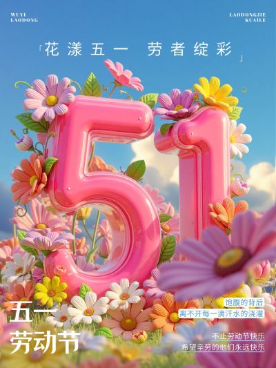 五一劳动节节日祝福小红书封面aigc