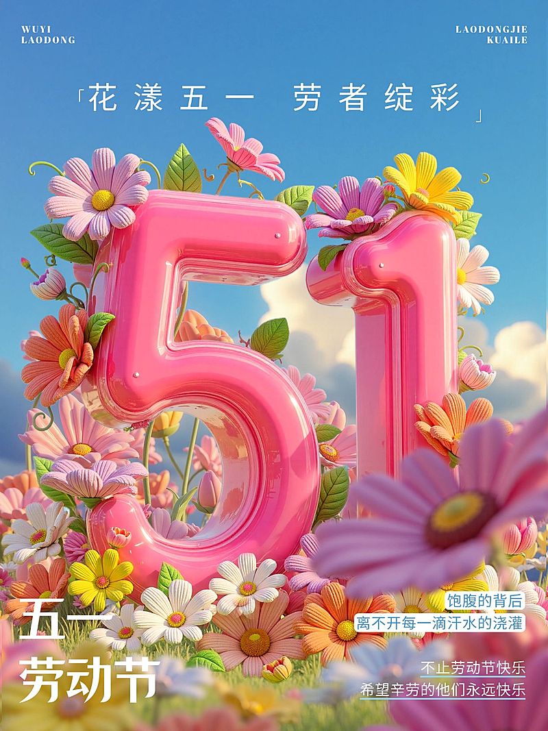 五一劳动节节日祝福小红书封面aigc