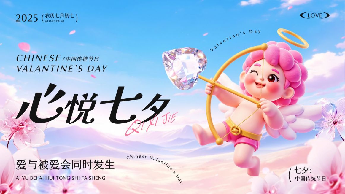 七夕节日祝福通用浪漫感公众号首图AIGC预览效果