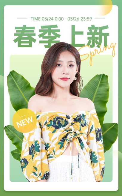 文艺清新春上新女装海报预览效果