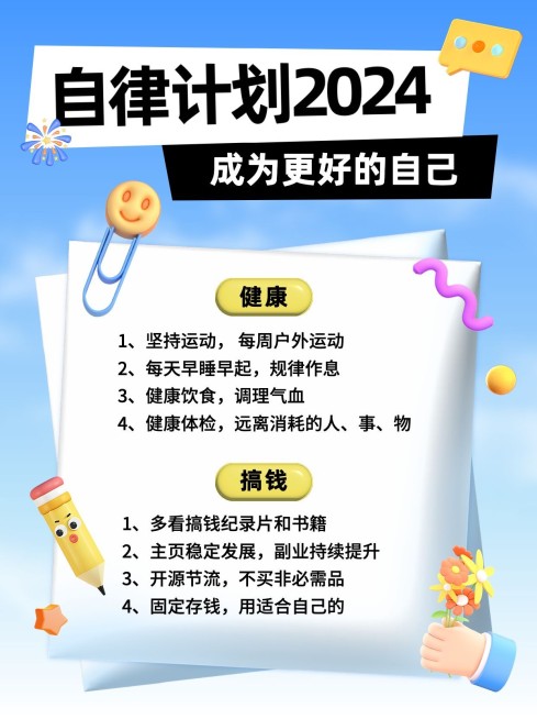 计划攻略清单手帐风3d元素小红书配图预览效果