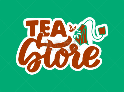 饮料,茶,证章,品牌名称,标签,商店,绿色背景,分离着色,短语,热饮