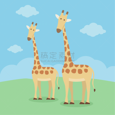 云,蓝色,长颈鹿,草,天空,可爱的,自然,黄色,动物园,站