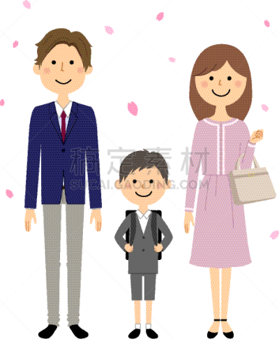 家庭,小学,建筑物门,典礼,仅日本人,婚姻,女人,春天,儿童,日本人