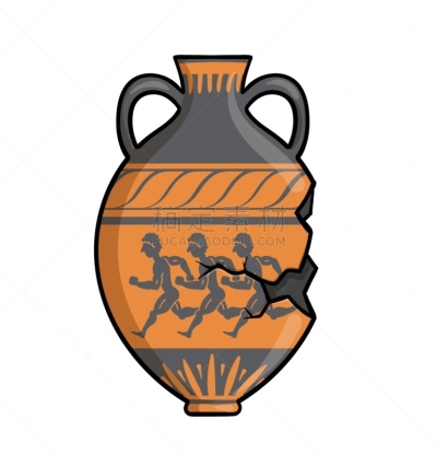 希腊,古董,分离着色,古典希腊,矢量,绘画插图,双耳罐,白色背景,平坦的,碗