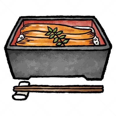 鳗重,日本食品,传统,食品,夏天,剪贴画,绘画插图,日本