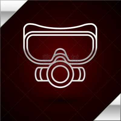 silver line diving mask icon isolated on dark red
