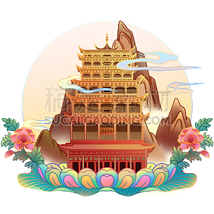 春节国庆中国风建筑-莫高窟