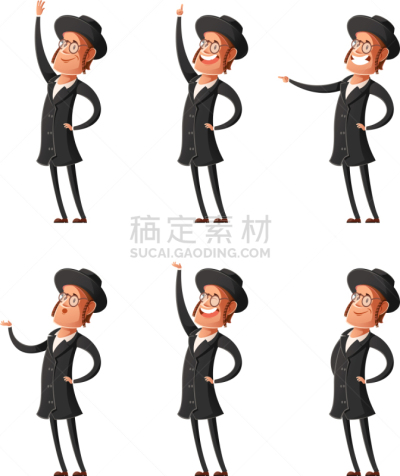 犹太教,卡通,计算机图标,分离着色,传统,人,男人,以色列,希伯来文,布置