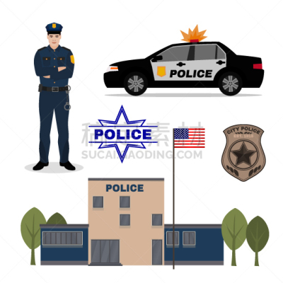 警官,制服,职权,安全的,汽车,图像,矢量,监视