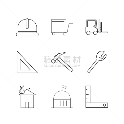 直的,工业,建筑业,图标,建筑体,矢量,手摇车,三角板,图像,标志