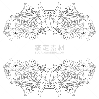 叶子,华丽的,环境,植物群,模板,春天,植物,绘制,复古,着色