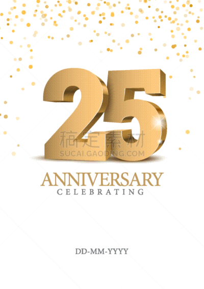 周年纪念,三维图形,黄金,数字,数字25,商务,50年节,请柬,事件