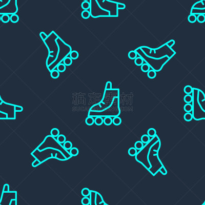 绘画插图,计算机图标,矢量,四方连续纹样,蓝色背景,旱冰,分离着色,线条,绿色,车轮
