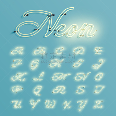 霓虹灯,矢量,性格,暗色,字母,匈牙利,大写字母,绘画插图,电,装管