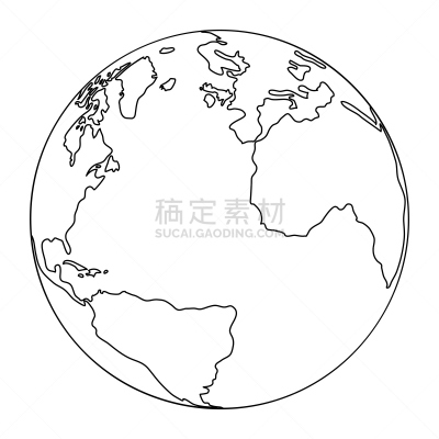 黑色,绘画插图,大西洋,矢量,地球,球形建筑,非洲,轮廓线画,线条,白色背景