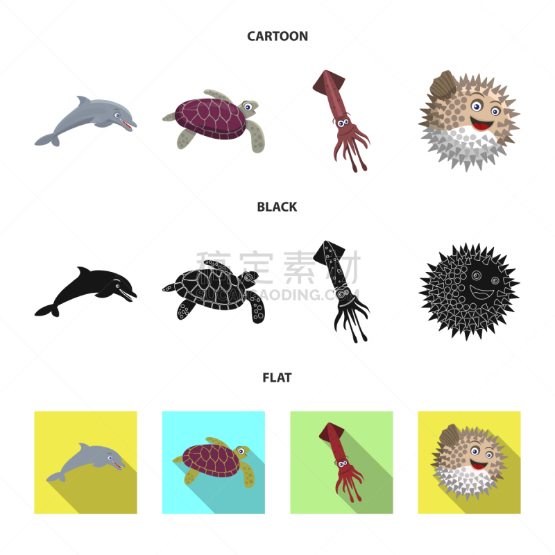 动物,分离着色,海洋,图标集,一个物体,可爱的,触须,有毒物质,野生动物,食品