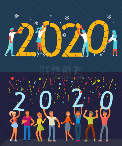 人,2020,冬天,凝结的,新的,中年危机,团队,图像,绘画插图,矢量